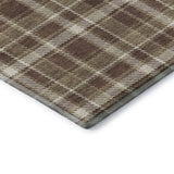8' Chocolate And Ivory Plaid Washable Round Rug With UV Protection - HomeRoots - Flyclothing LLC