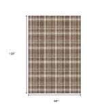 8' X 10' Chocolate And Ivory Plaid Washable Area Rug With UV Protection - HomeRoots - Flyclothing LLC