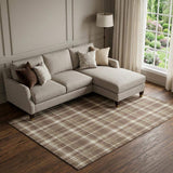 9' X 12' Chocolate And Ivory Plaid Washable Area Rug With UV Protection - HomeRoots - Flyclothing LLC