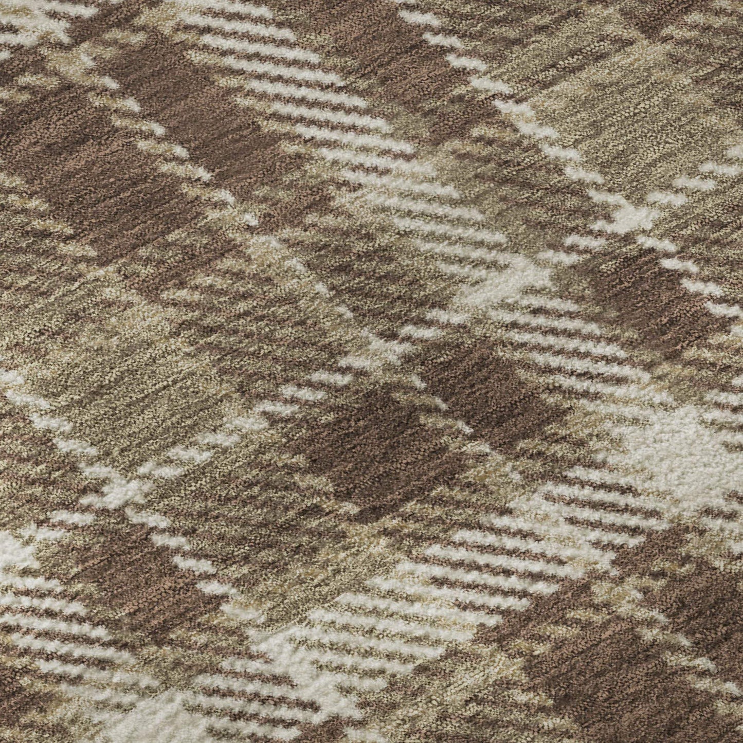 10' X 14' Chocolate And Ivory Plaid Washable Area Rug With UV Protection - HomeRoots - Flyclothing LLC