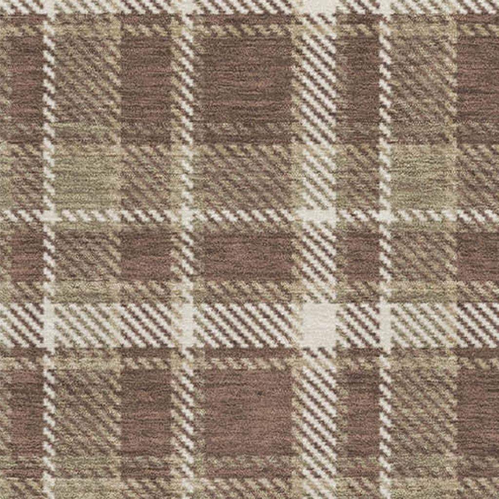 10' X 14' Chocolate And Ivory Plaid Washable Area Rug With UV Protection - HomeRoots - Flyclothing LLC