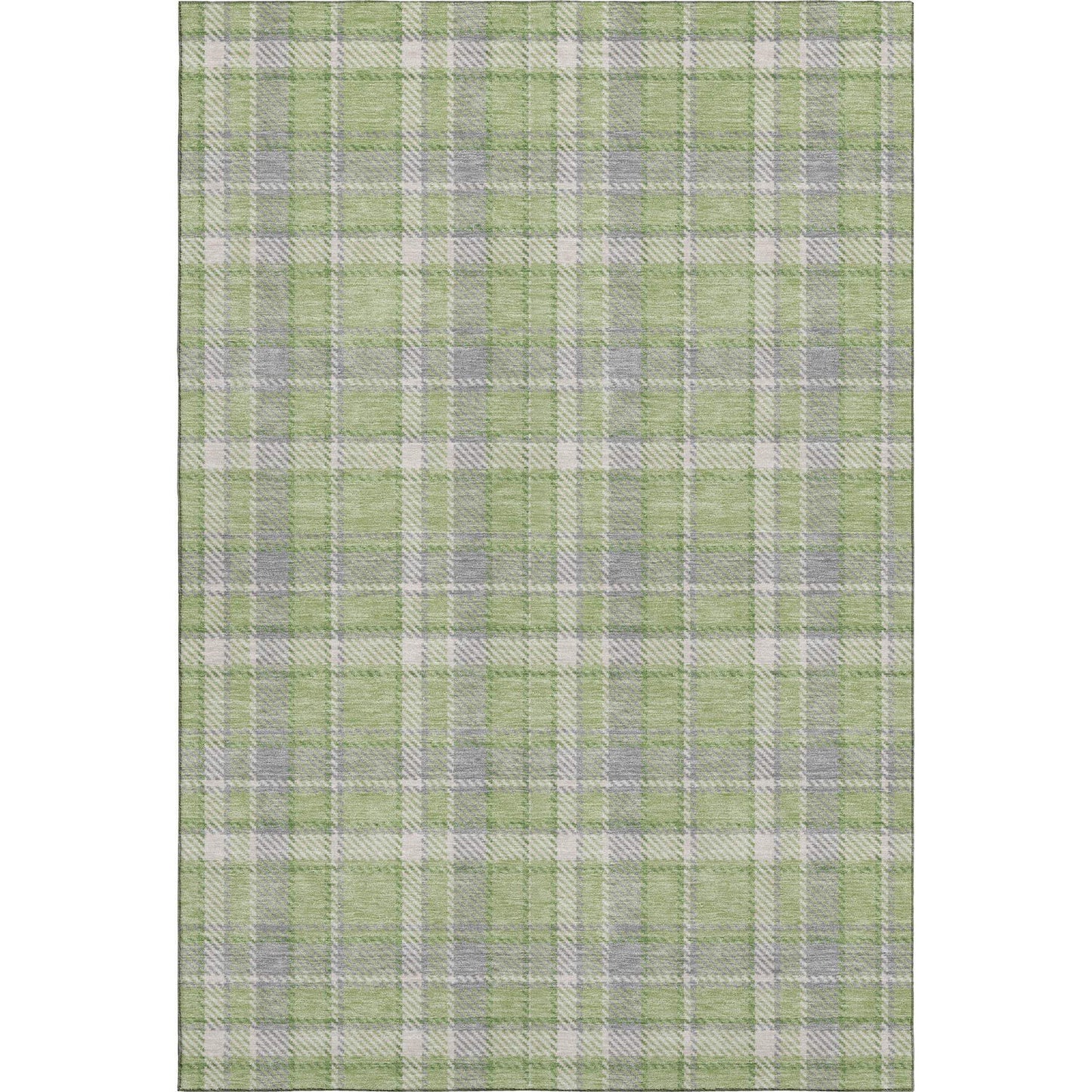 3' X 5' Green And Gray Plaid Washable Area Rug With UV Protection - HomeRoots - Flyclothing LLC