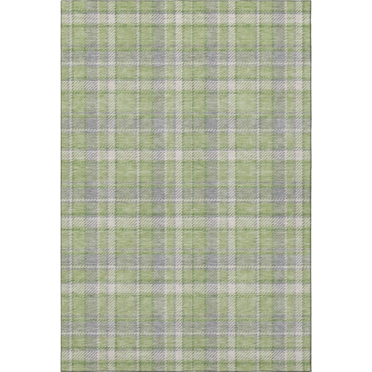 5' X 8' Green And Gray Plaid Washable Area Rug With UV Protection - HomeRoots - Flyclothing LLC