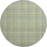 8' Green And Gray Plaid Washable Round Rug With UV Protection - HomeRoots - Flyclothing LLC