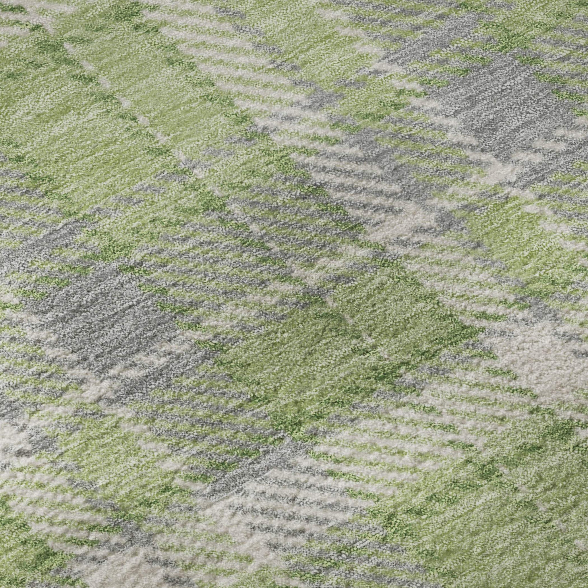 8' Green And Gray Plaid Washable Round Rug With UV Protection - HomeRoots - Flyclothing LLC