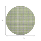 8' Green And Gray Plaid Washable Round Rug With UV Protection - HomeRoots - Flyclothing LLC