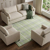 9' X 12' Green And Gray Plaid Washable Area Rug With UV Protection - HomeRoots - Flyclothing LLC