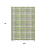 10' X 14' Green And Gray Plaid Washable Area Rug With UV Protection - HomeRoots - Flyclothing LLC