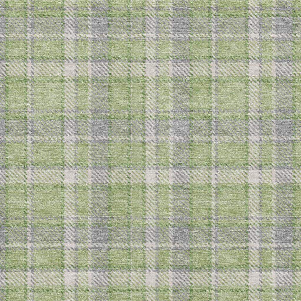10' X 14' Green And Gray Plaid Washable Area Rug With UV Protection - HomeRoots - Flyclothing LLC