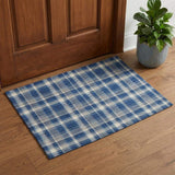3' X 5' Navy Blue And Ivory Plaid Washable Area Rug With UV Protection - HomeRoots - Flyclothing LLC