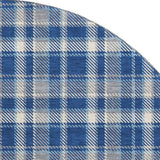 8' Navy Blue And Ivory Plaid Washable Round Rug With UV Protection - HomeRoots - Flyclothing LLC