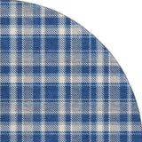 8' Navy Blue And Ivory Plaid Washable Round Rug With UV Protection - HomeRoots - Flyclothing LLC