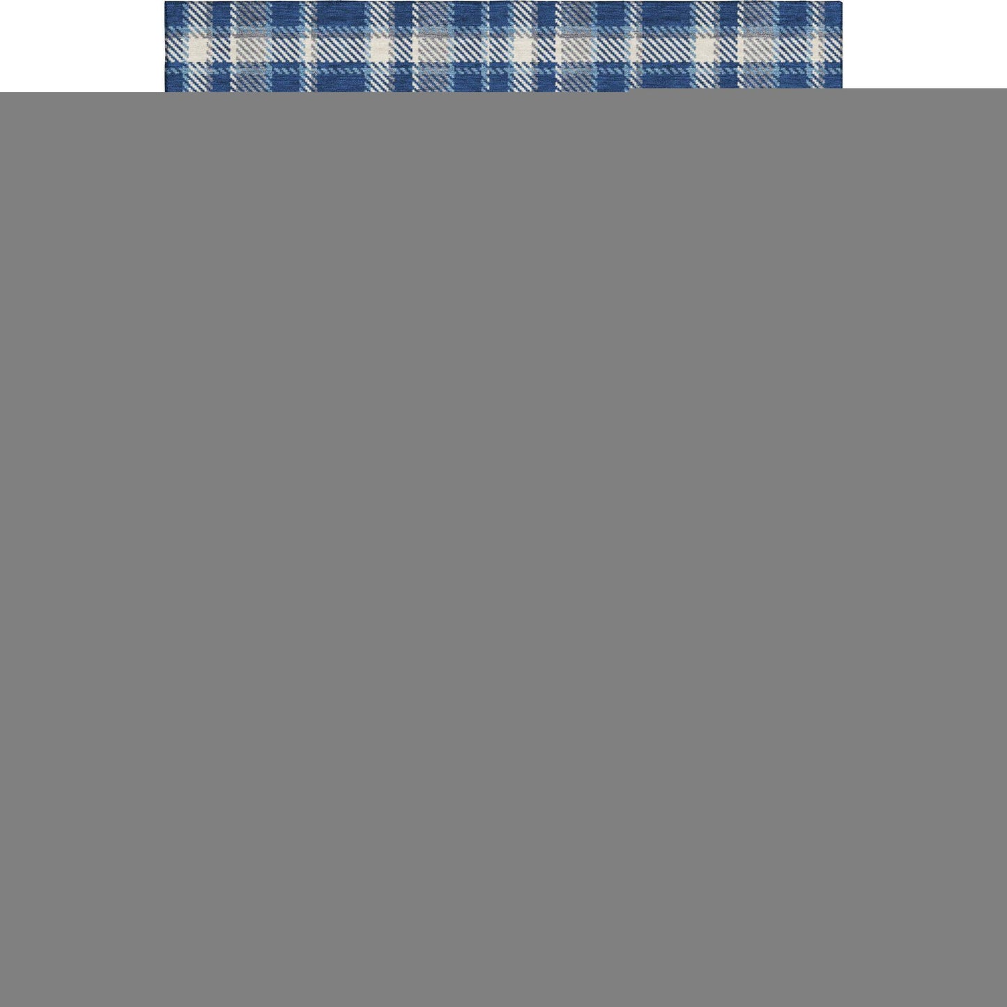 8' X 10' Navy Blue And Ivory Plaid Washable Area Rug With UV Protection - HomeRoots - Flyclothing LLC