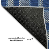8' X 10' Navy Blue And Ivory Plaid Washable Area Rug With UV Protection - HomeRoots - Flyclothing LLC