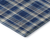 9' X 12' Navy Blue And Ivory Plaid Washable Area Rug With UV Protection - HomeRoots - Flyclothing LLC