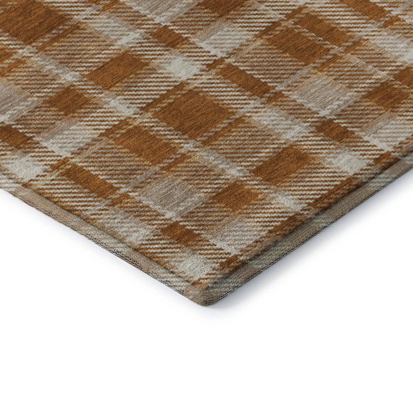 3' X 5' Rust And Ivory Plaid Washable Area Rug With UV Protection - HomeRoots - Flyclothing LLC