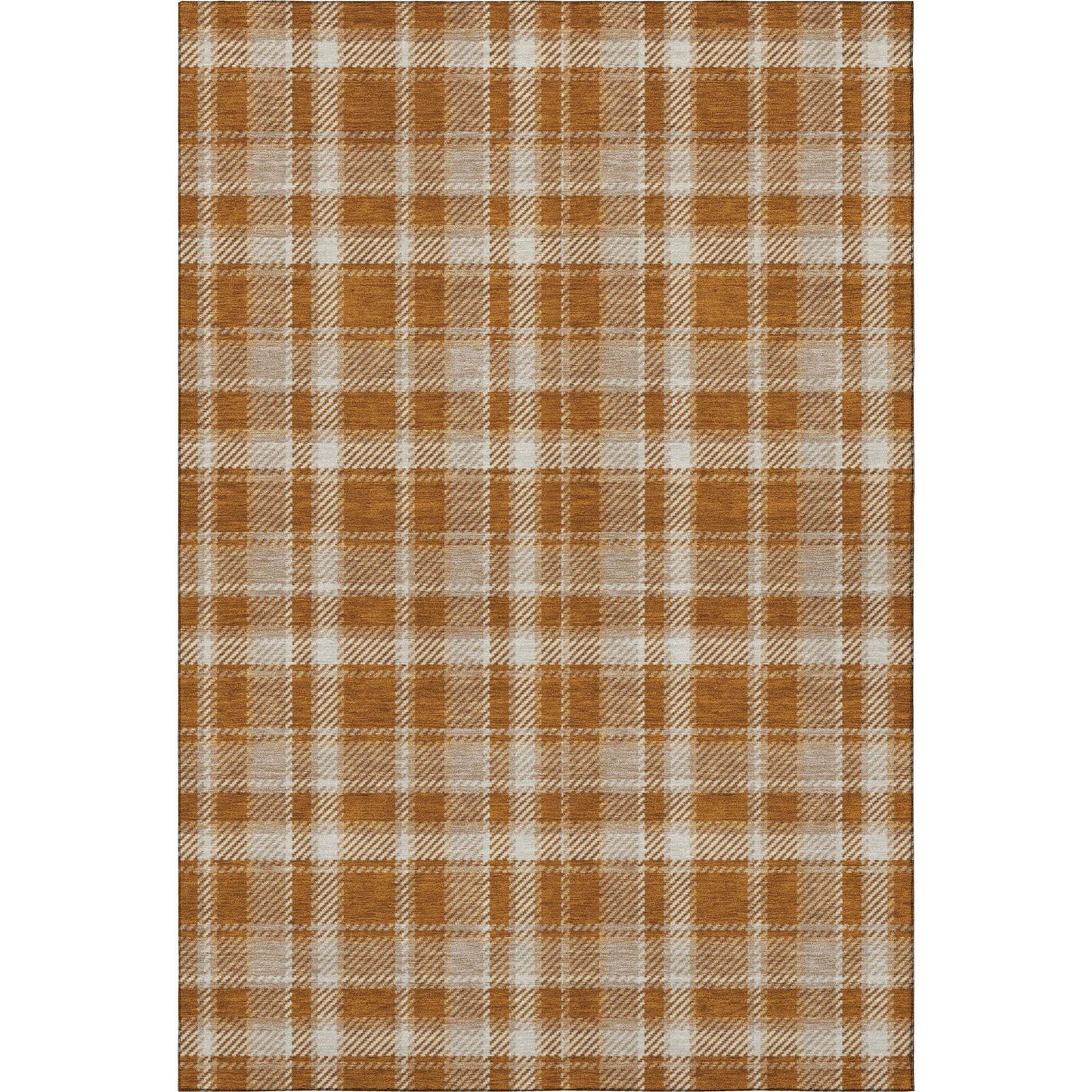 3' X 5' Rust And Ivory Plaid Washable Area Rug With UV Protection - HomeRoots - Flyclothing LLC