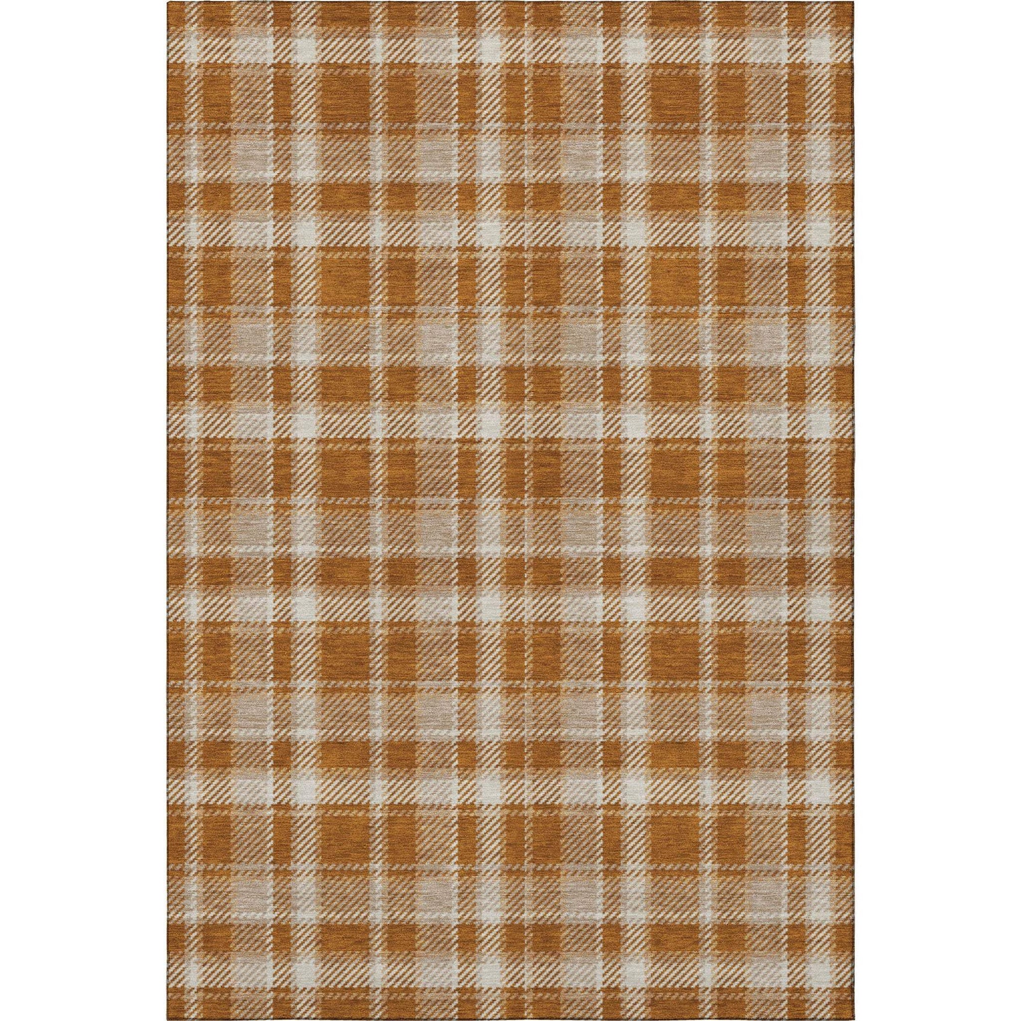 3' X 5' Rust And Ivory Plaid Washable Area Rug With UV Protection - HomeRoots - Flyclothing LLC