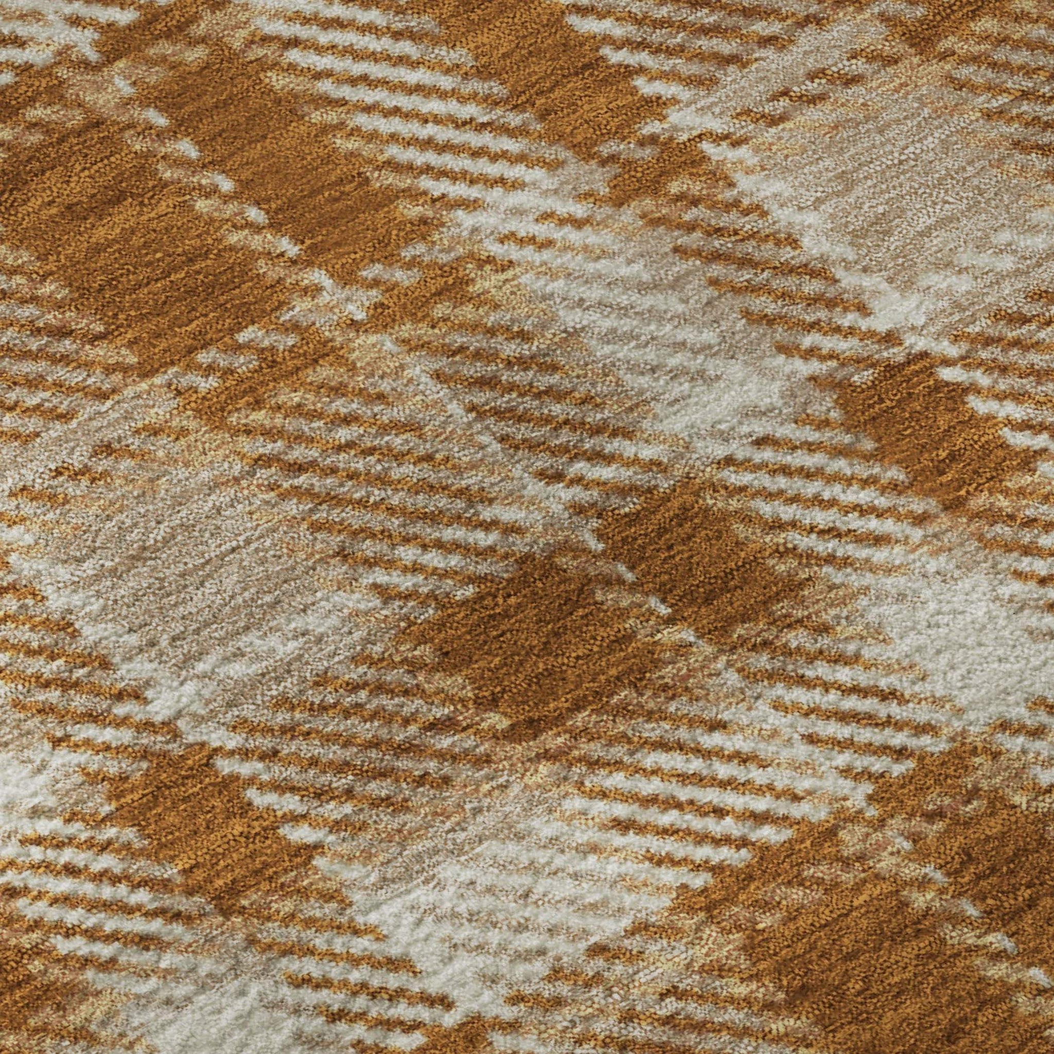 5' X 8' Rust And Ivory Plaid Washable Area Rug With UV Protection - HomeRoots - Flyclothing LLC