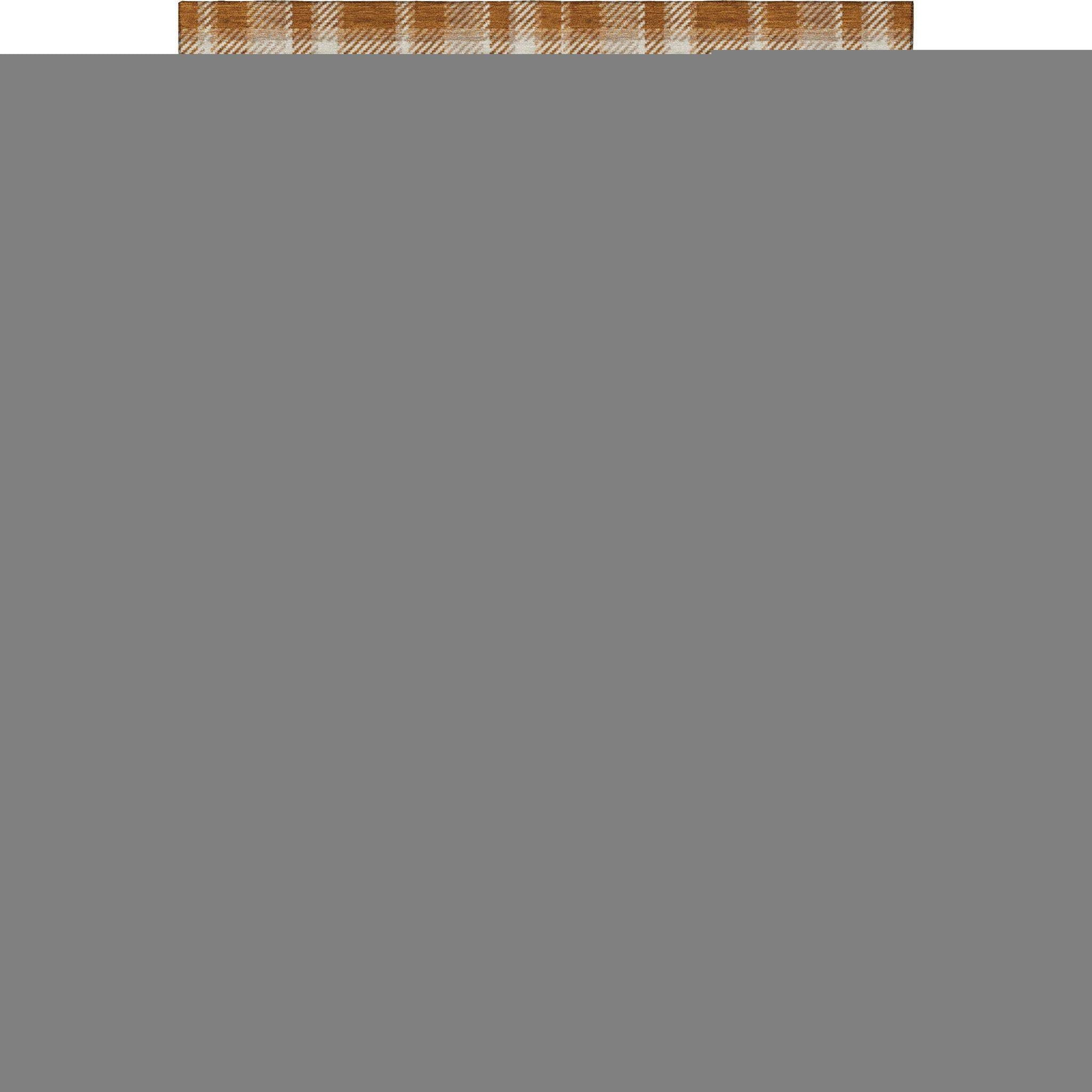 5' X 8' Rust And Ivory Plaid Washable Area Rug With UV Protection - HomeRoots - Flyclothing LLC