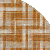8' Rust And Ivory Plaid Washable Round Rug With UV Protection - HomeRoots - Flyclothing LLC