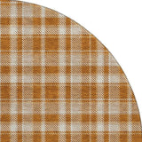 8' Rust And Ivory Plaid Washable Round Rug With UV Protection - HomeRoots - Flyclothing LLC