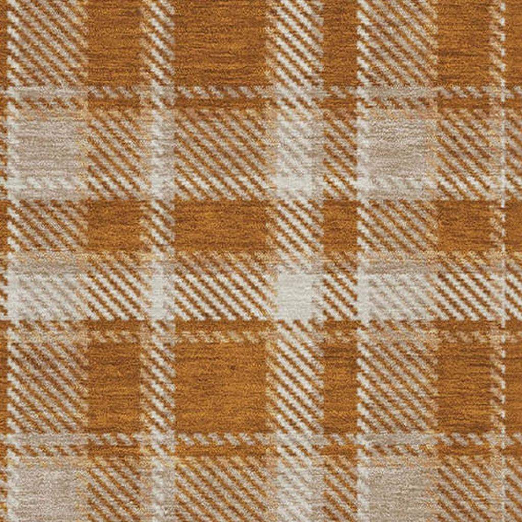 8' X 10' Rust And Ivory Plaid Washable Area Rug With UV Protection - HomeRoots - Flyclothing LLC