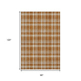 8' X 10' Rust And Ivory Plaid Washable Area Rug With UV Protection - HomeRoots - Flyclothing LLC