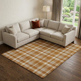 9' X 12' Rust And Ivory Plaid Washable Area Rug With UV Protection - HomeRoots - Flyclothing LLC