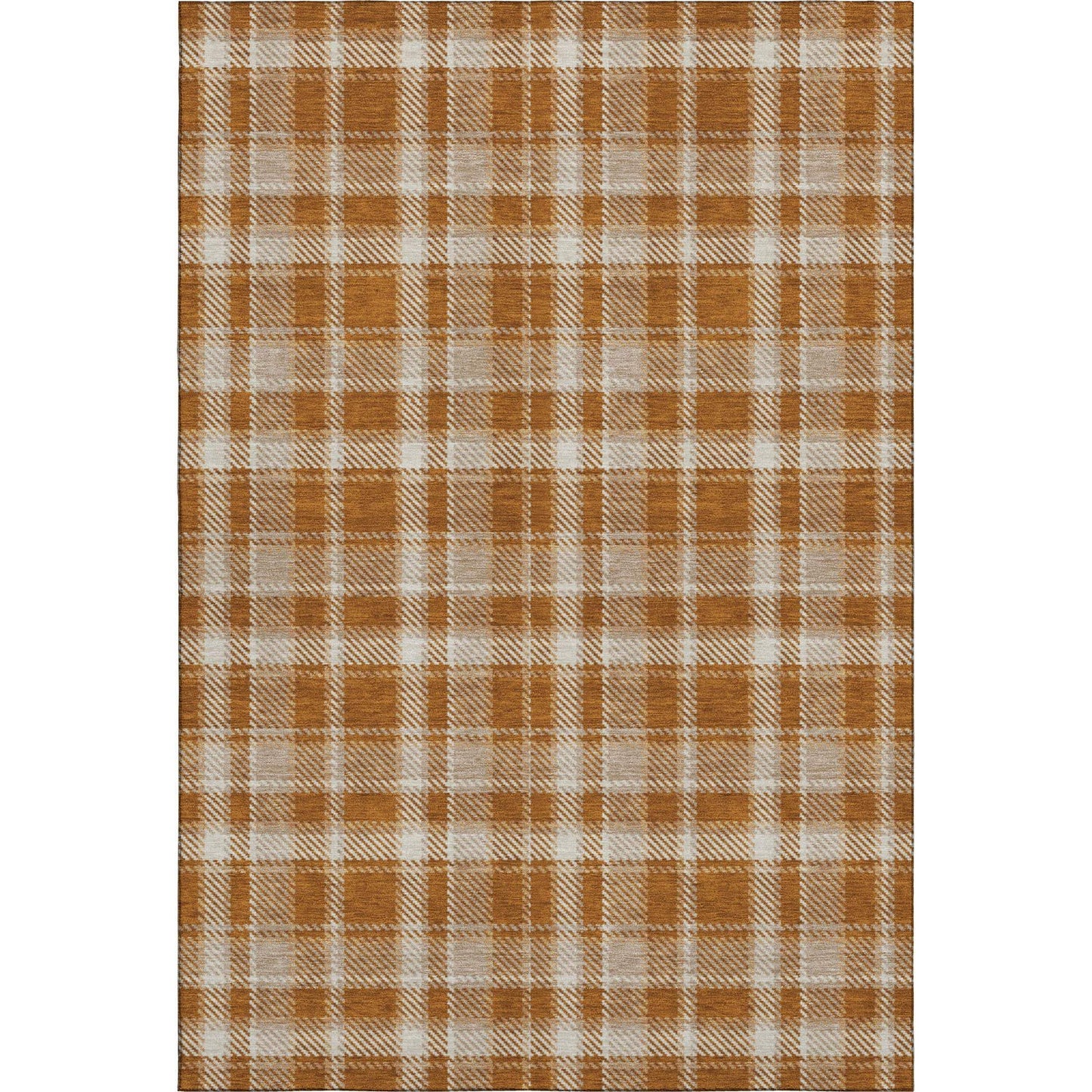 10' X 14' Rust And Ivory Plaid Washable Area Rug With UV Protection - HomeRoots - Flyclothing LLC