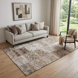 5' X 8' Beige And Ivory Patchwork Distressed Washable Area Rug With UV Protection - HomeRoots - Flyclothing LLC