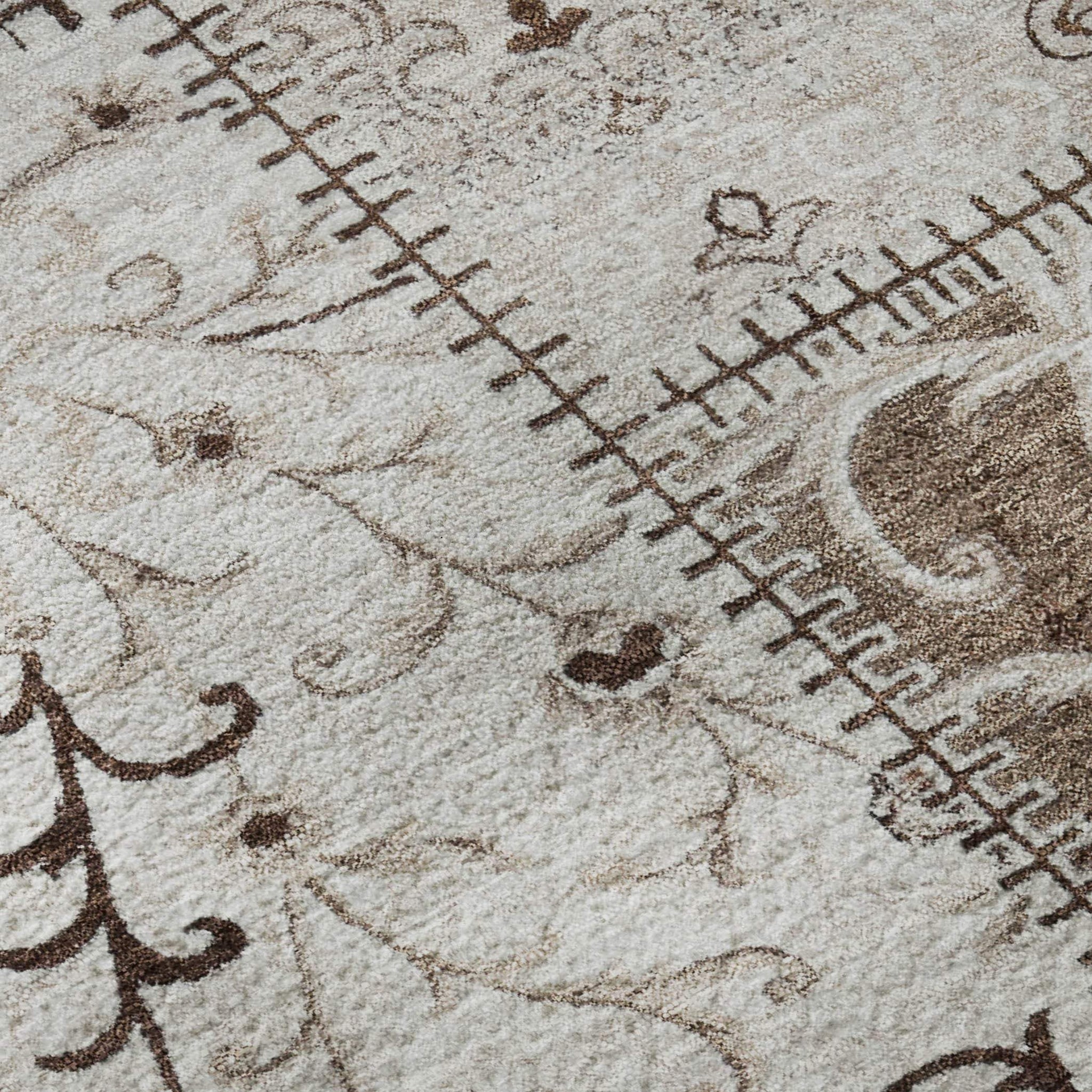 5' X 8' Beige And Ivory Patchwork Distressed Washable Area Rug With UV Protection - HomeRoots - Flyclothing LLC