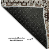 8' Beige And Ivory Patchwork Distressed Washable Round Rug With UV Protection - HomeRoots - Flyclothing LLC