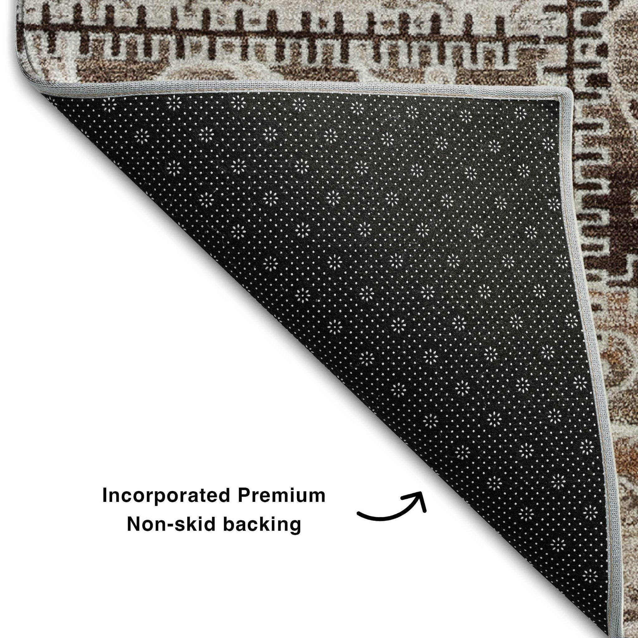 9' X 12' Beige And Ivory Patchwork Distressed Washable Area Rug With UV Protection - HomeRoots - Flyclothing LLC