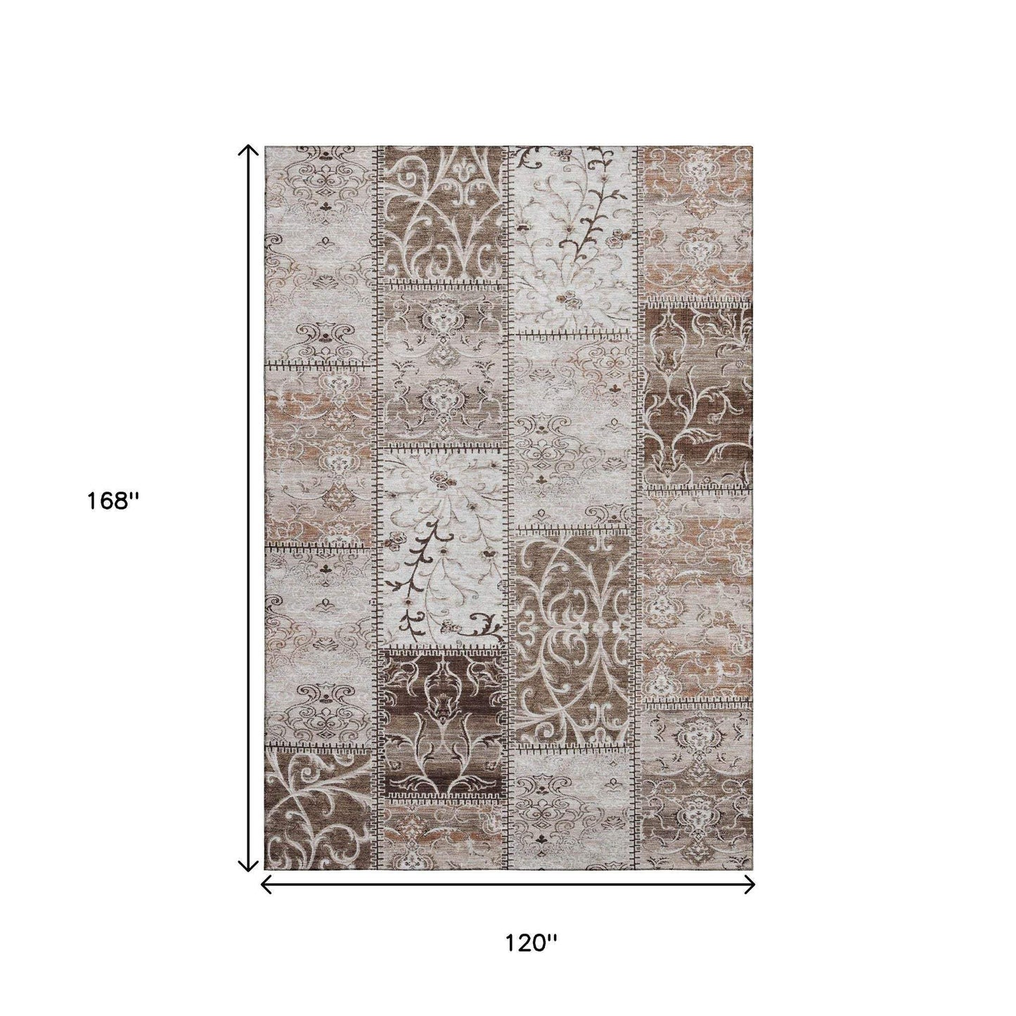 10' X 14' Beige And Ivory Patchwork Distressed Washable Area Rug With UV Protection - HomeRoots - Flyclothing LLC
