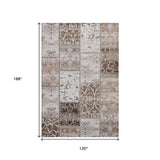 10' X 14' Beige And Ivory Patchwork Distressed Washable Area Rug With UV Protection - HomeRoots - Flyclothing LLC
