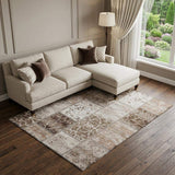 10' X 14' Beige And Ivory Patchwork Distressed Washable Area Rug With UV Protection - HomeRoots - Flyclothing LLC