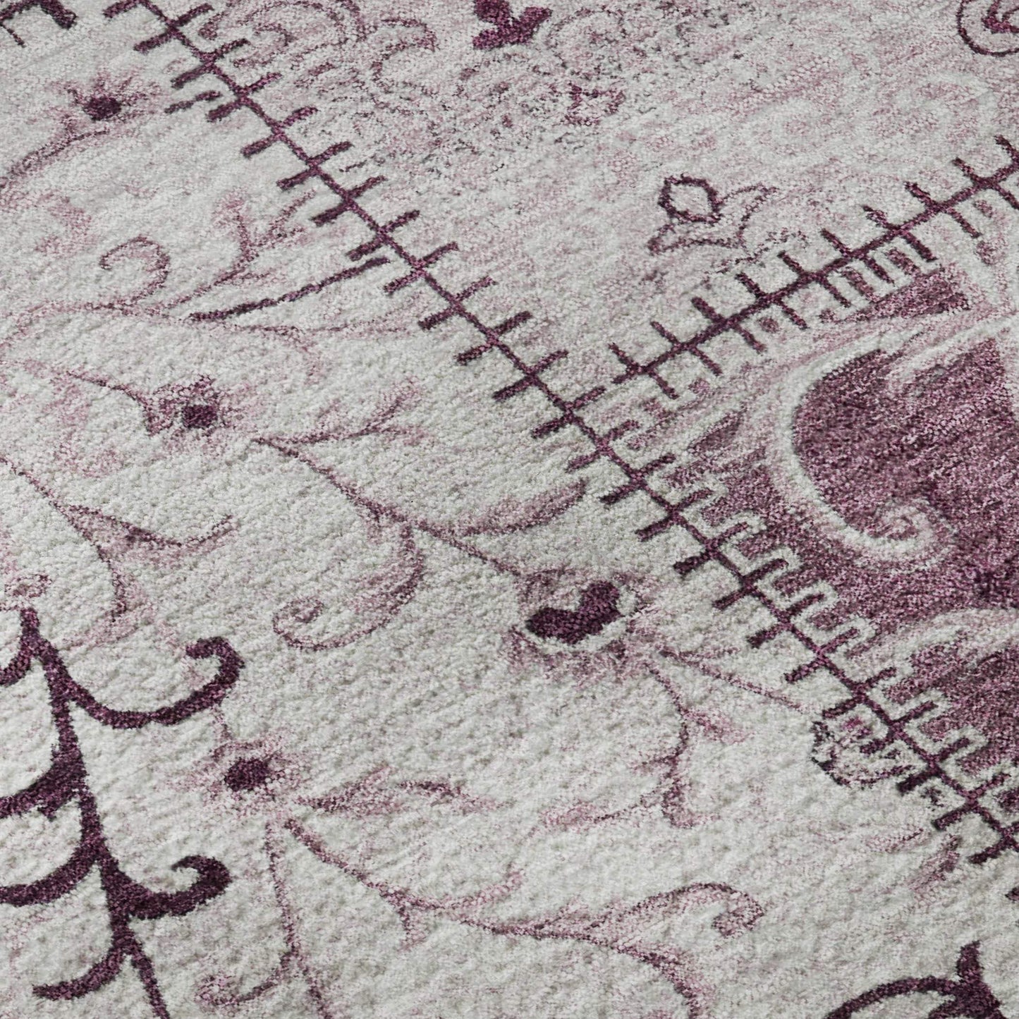 3' X 5' Burgundy And Ivory Patchwork Distressed Washable Area Rug With UV Protection - HomeRoots - Flyclothing LLC