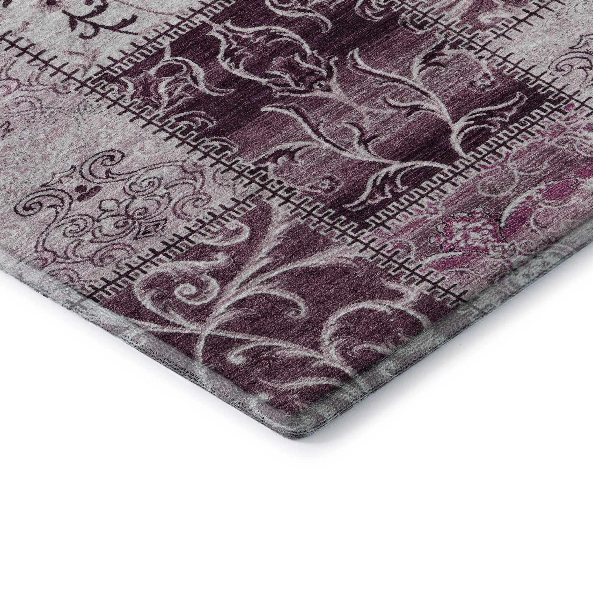 5' X 8' Burgundy And Ivory Patchwork Distressed Washable Area Rug With UV Protection - HomeRoots - Flyclothing LLC