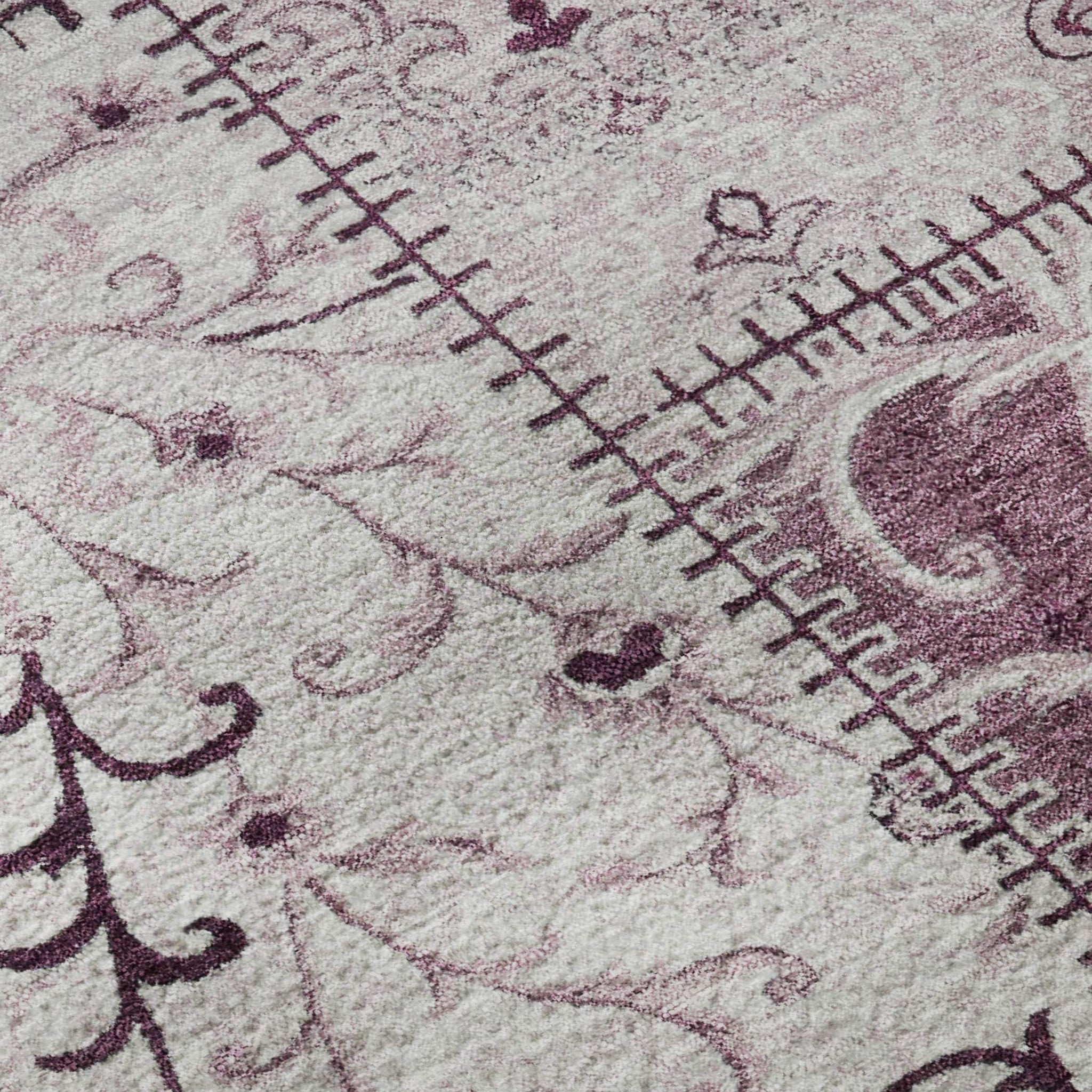 5' X 8' Burgundy And Ivory Patchwork Distressed Washable Area Rug With UV Protection - HomeRoots - Flyclothing LLC