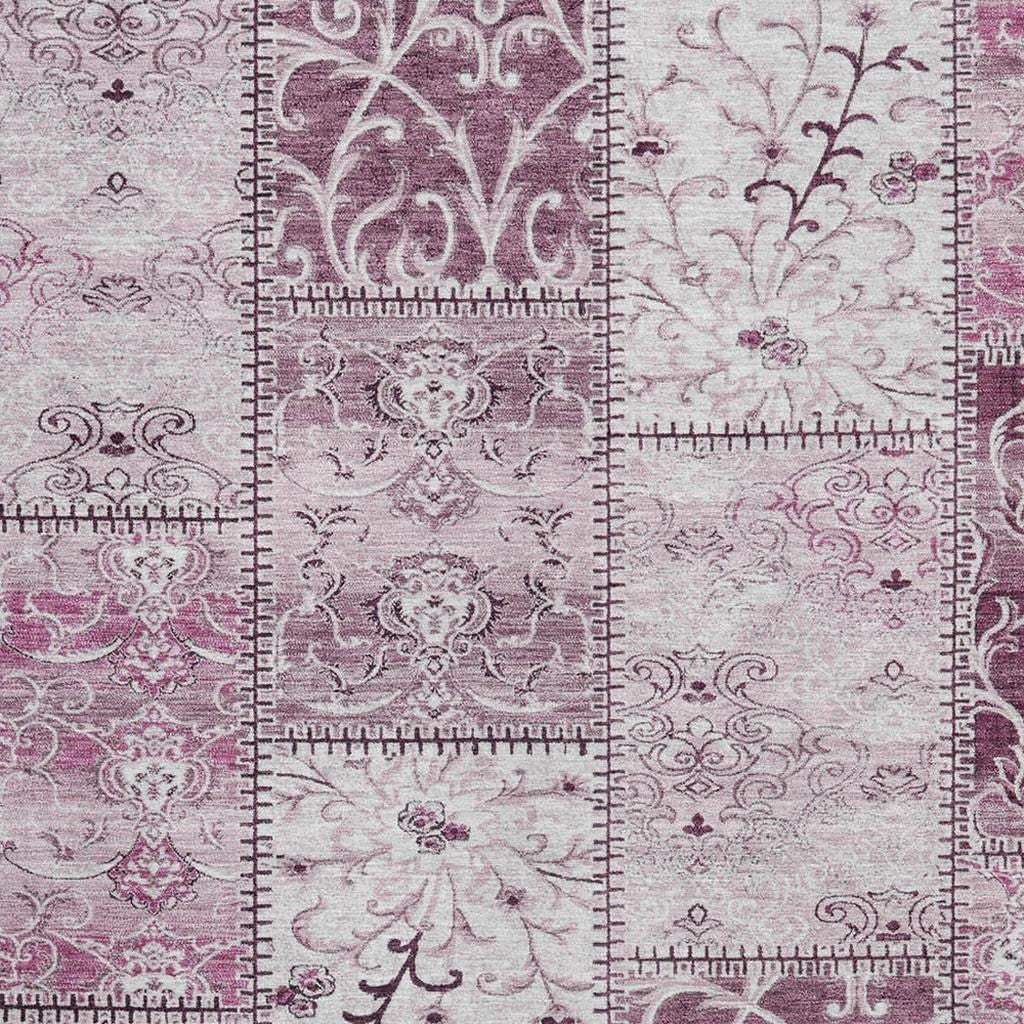 5' X 8' Burgundy And Ivory Patchwork Distressed Washable Area Rug With UV Protection - HomeRoots - Flyclothing LLC