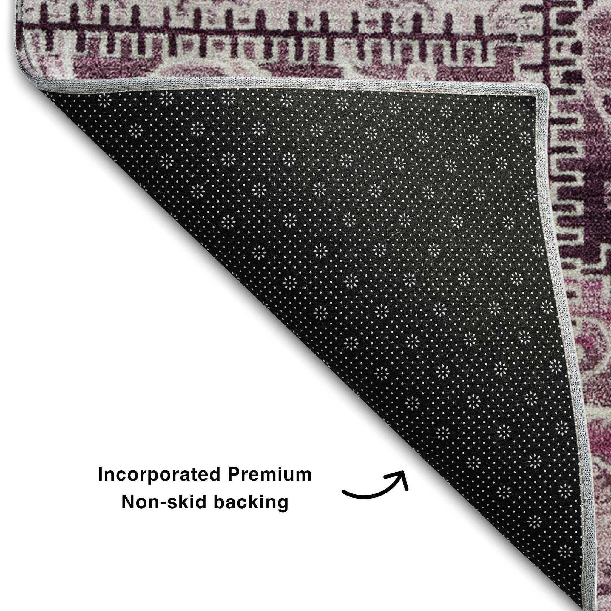 9' X 12' Burgundy And Ivory Patchwork Distressed Washable Area Rug With UV Protection - HomeRoots - Flyclothing LLC