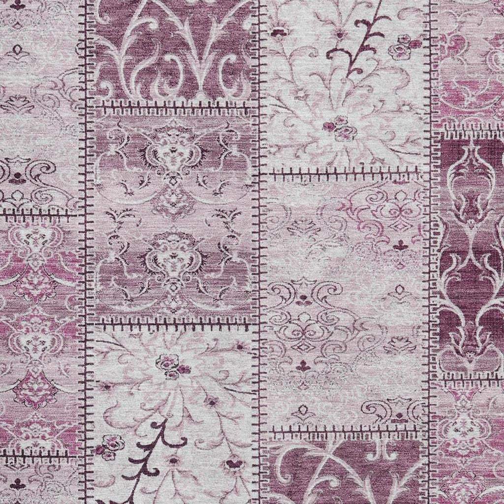 10' X 14' Burgundy And Ivory Patchwork Distressed Washable Area Rug With UV Protection - HomeRoots - Flyclothing LLC