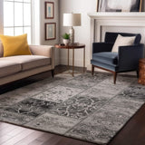5' X 8' Gray And Ivory Patchwork Distressed Washable Area Rug With UV Protection - HomeRoots - Flyclothing LLC