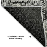 8' Gray And Ivory Patchwork Distressed Washable Round Rug With UV Protection - HomeRoots - Flyclothing LLC