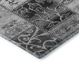 8' Gray And Ivory Patchwork Distressed Washable Round Rug With UV Protection - HomeRoots - Flyclothing LLC