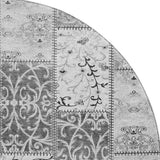 8' Gray And Ivory Patchwork Distressed Washable Round Rug With UV Protection - HomeRoots - Flyclothing LLC