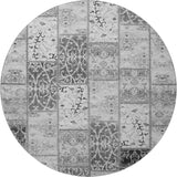 8' Gray And Ivory Patchwork Distressed Washable Round Rug With UV Protection - HomeRoots - Flyclothing LLC