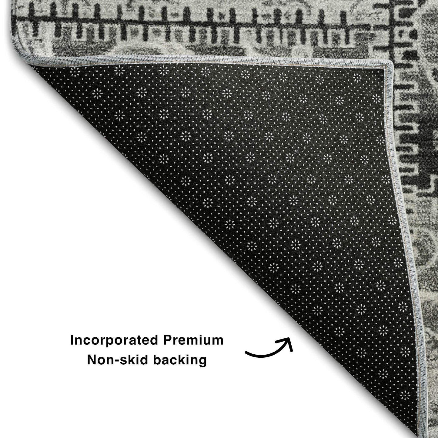 8' X 10' Gray And Ivory Patchwork Distressed Washable Area Rug With UV Protection - HomeRoots - Flyclothing LLC