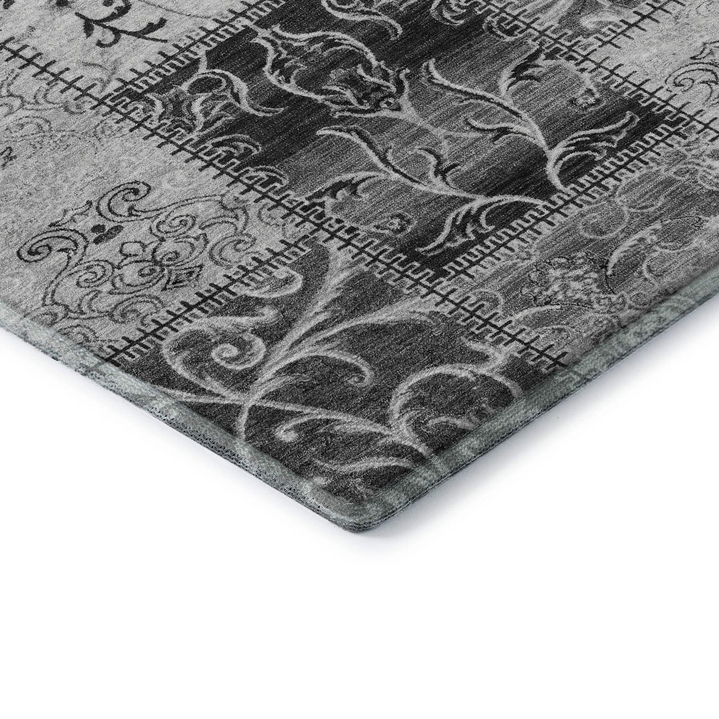 8' X 10' Gray And Ivory Patchwork Distressed Washable Area Rug With UV Protection - HomeRoots - Flyclothing LLC